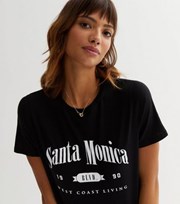 New Look Black Santa Monica Logo Crew Neck T-Shirt